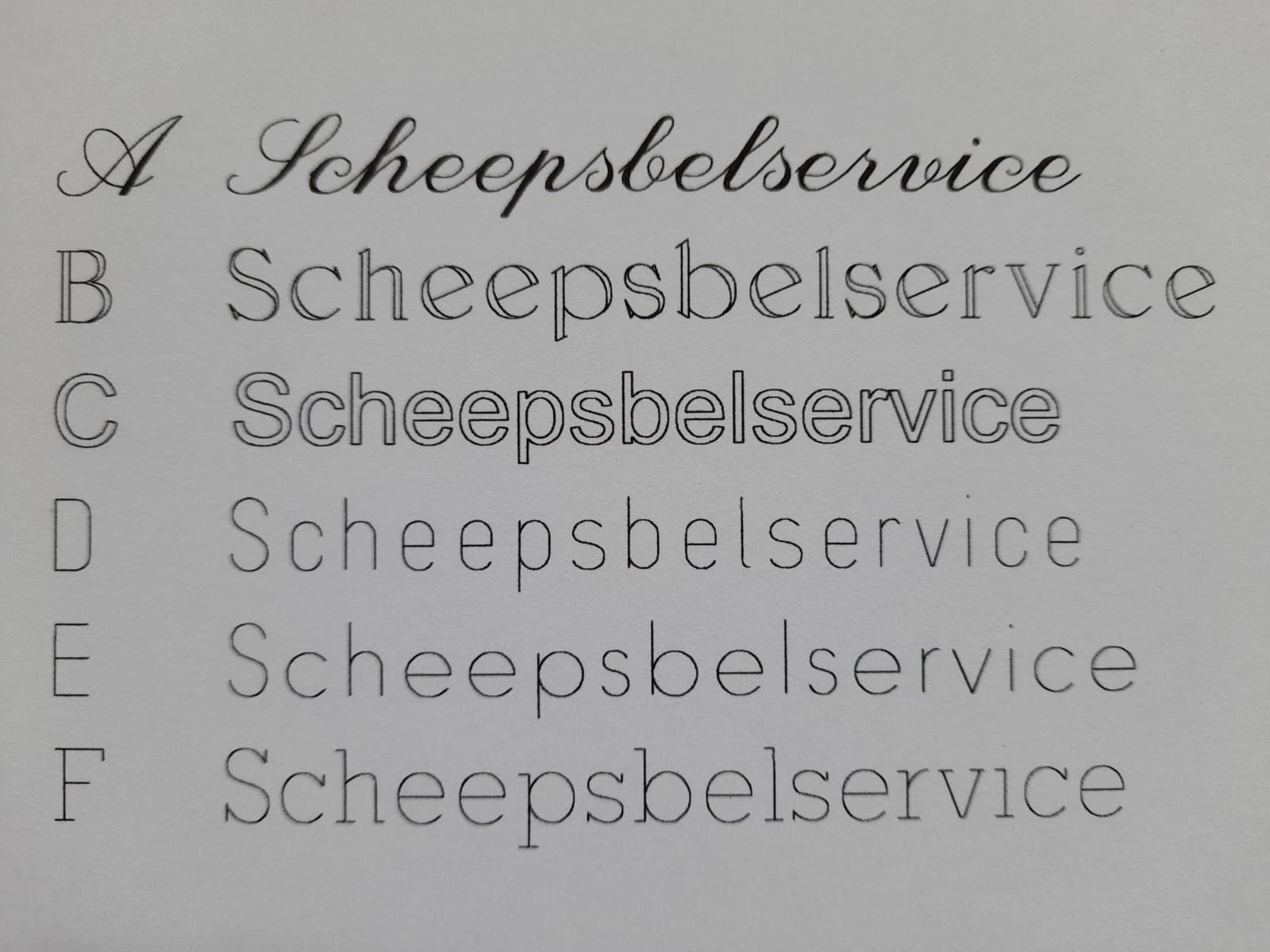 scheepsbel graveren lettertypen