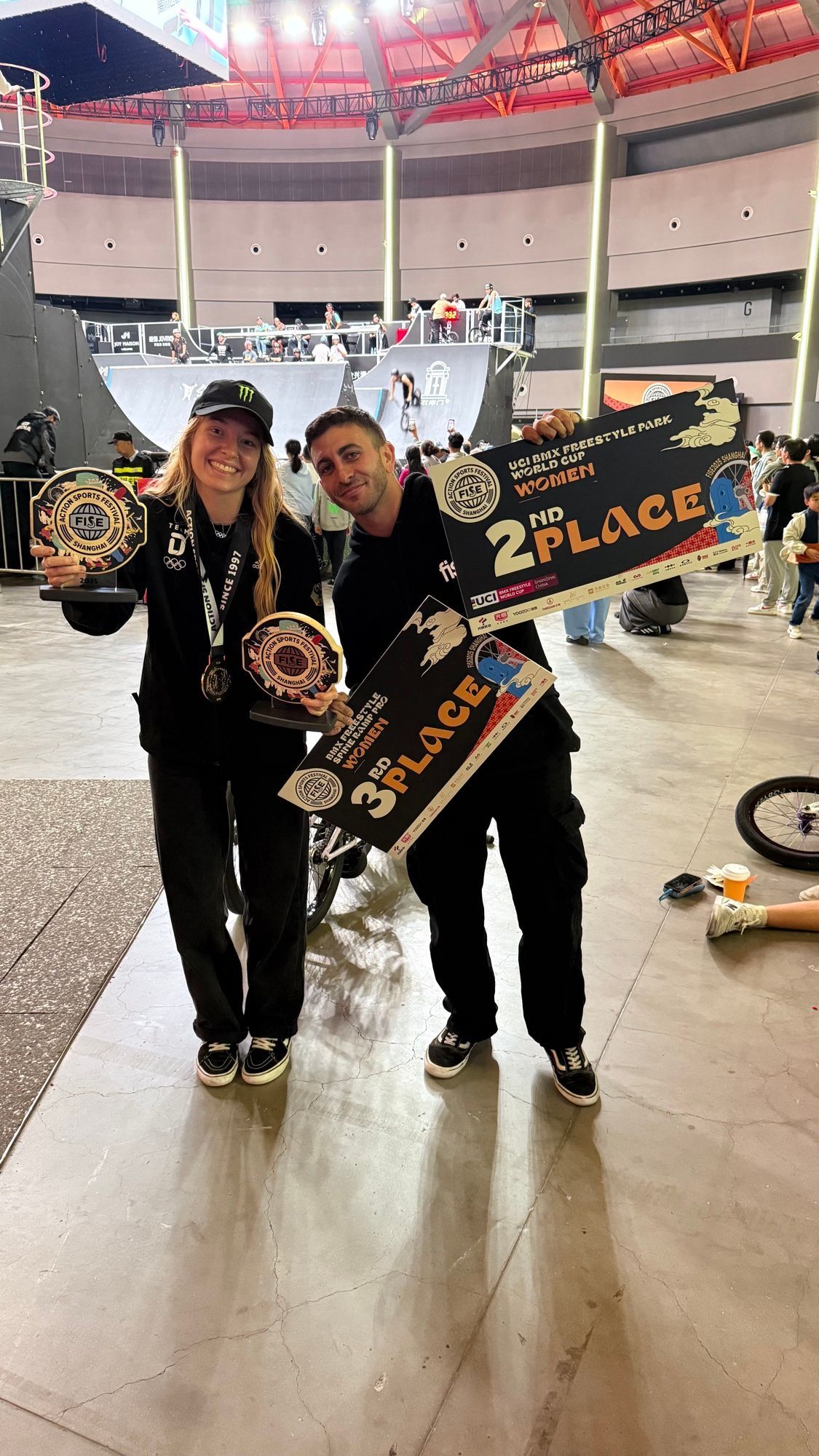 JK Coaching celebrating a podium result with a BMX athlete