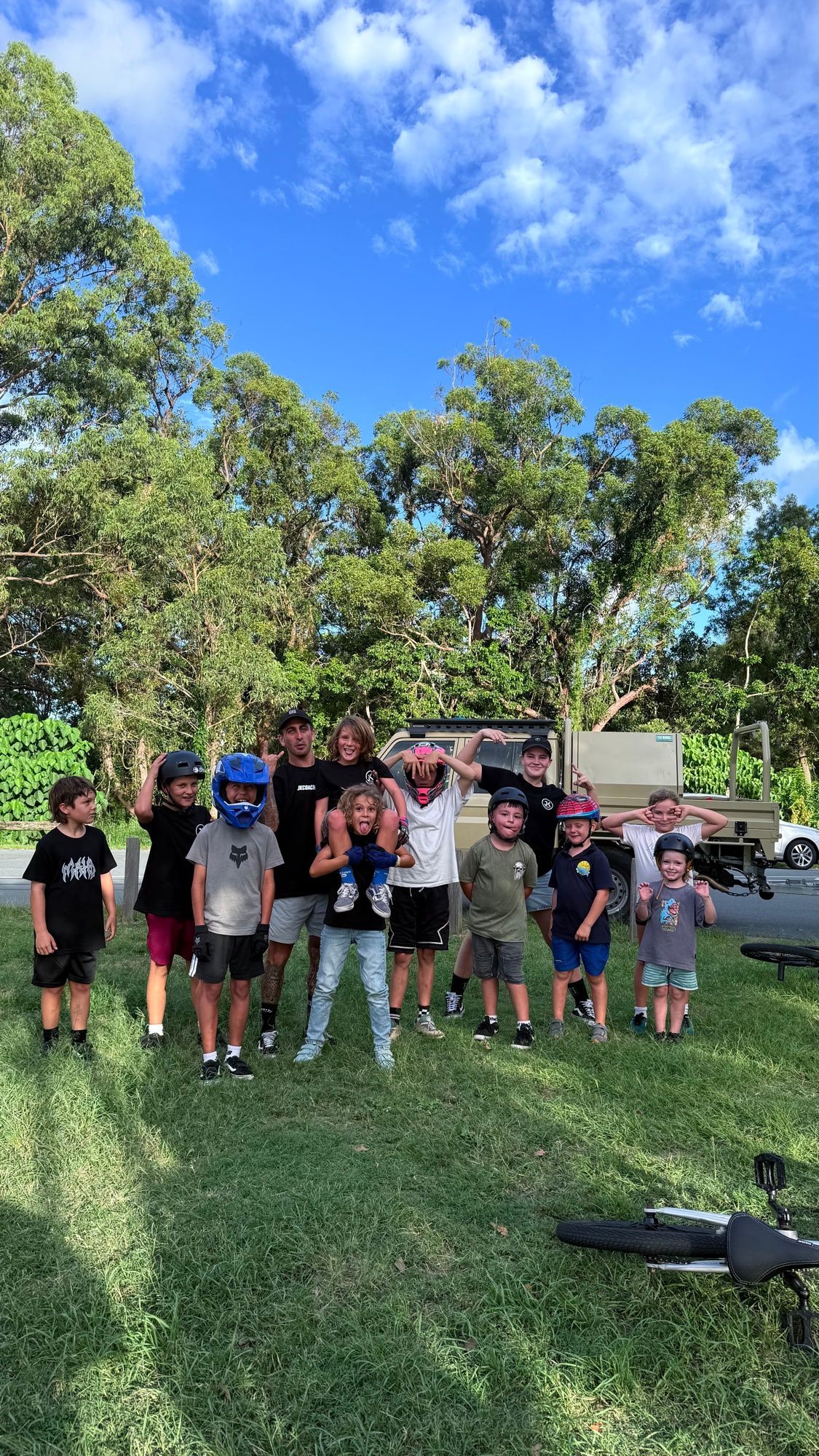 Young JKC riders and coaches together at the skatepark
