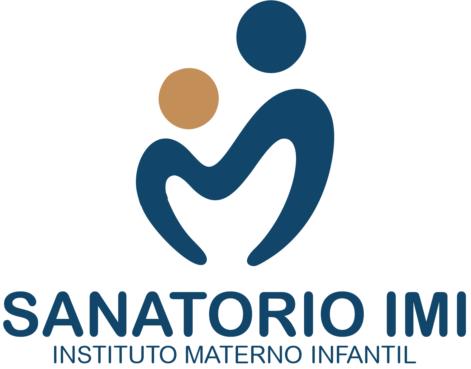 Logotipo de Sanatorio IMI con un icono abstracto azul y dorado de padre e hijo sobre el nombre.