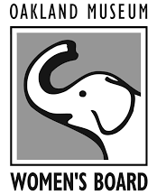 A black and white logo for the oakland museum women 's board.