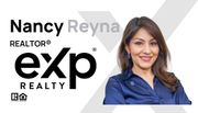 Nancy Reyna real estate profile banner with eXp Realty logo and smiling woman in blue blazer