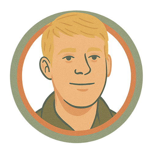 A cartoon drawing of a man 's face in a circle.