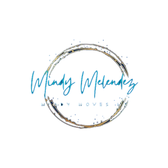 A logo for a company called Mindy melendez with a circle in the middle.