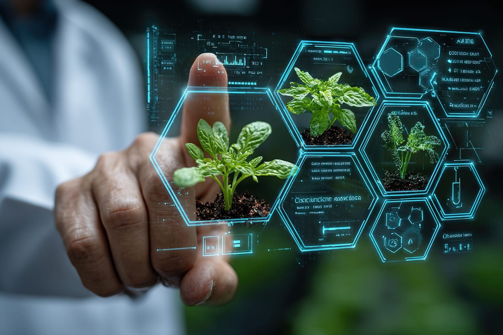 finger with bioengineered plants