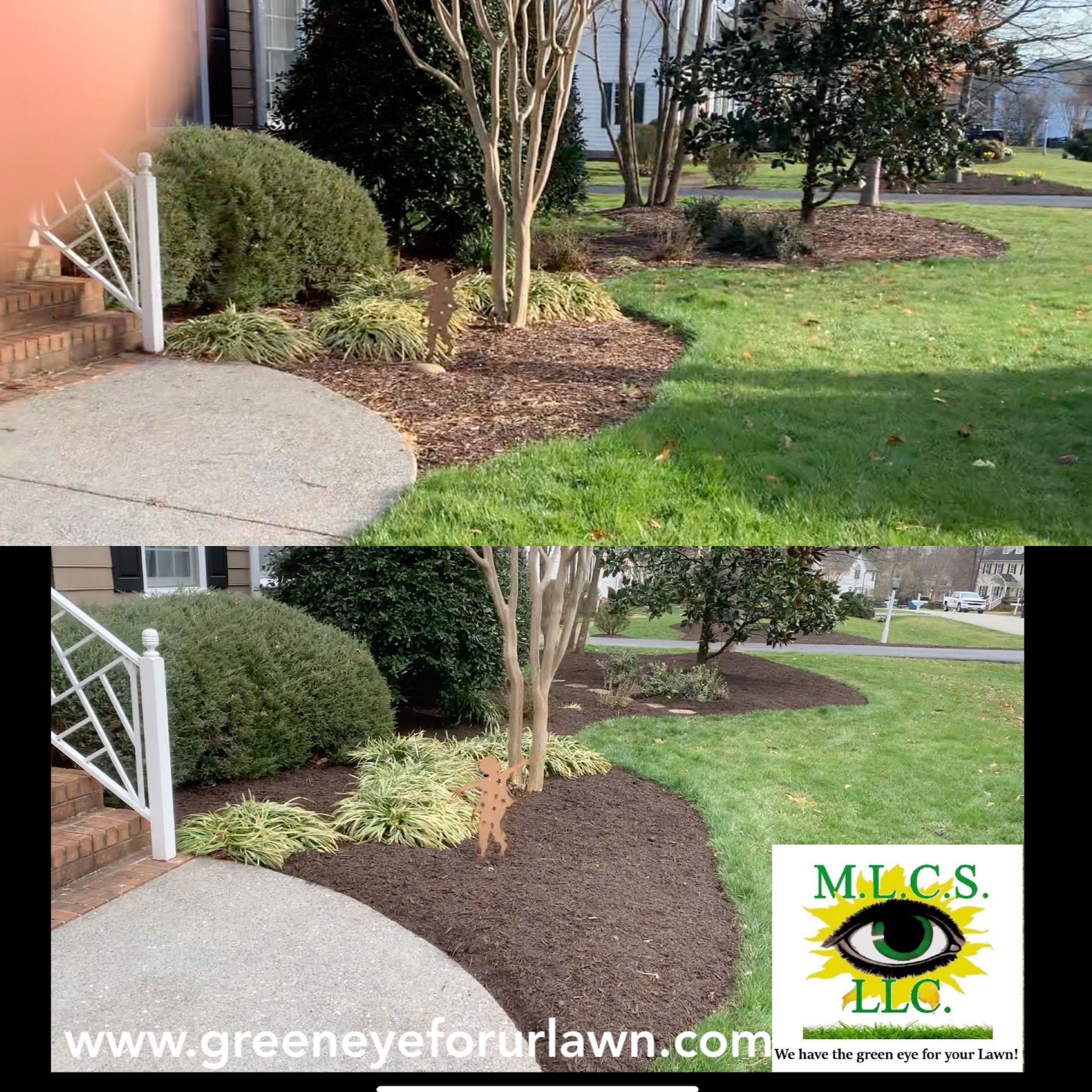 Before and after Mulch Services