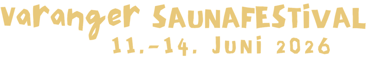 Varanger saunafestival sin logo med festivaldatoer 12.-15. juni 2025 i orange, leken tekst.