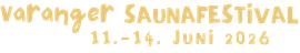 Logoen til Varanger saunafestival med datoene 11.-14. juni 2026 i oransje skriftfarge.