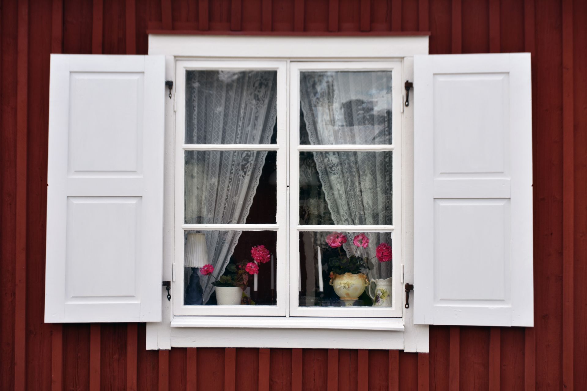White shutter painting.