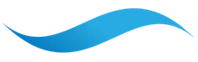 Blue, curved, wavy shape.