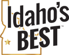 The logo for idaho 's best is black and gold