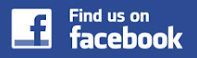A blue sign that says `` find us on facebook ''