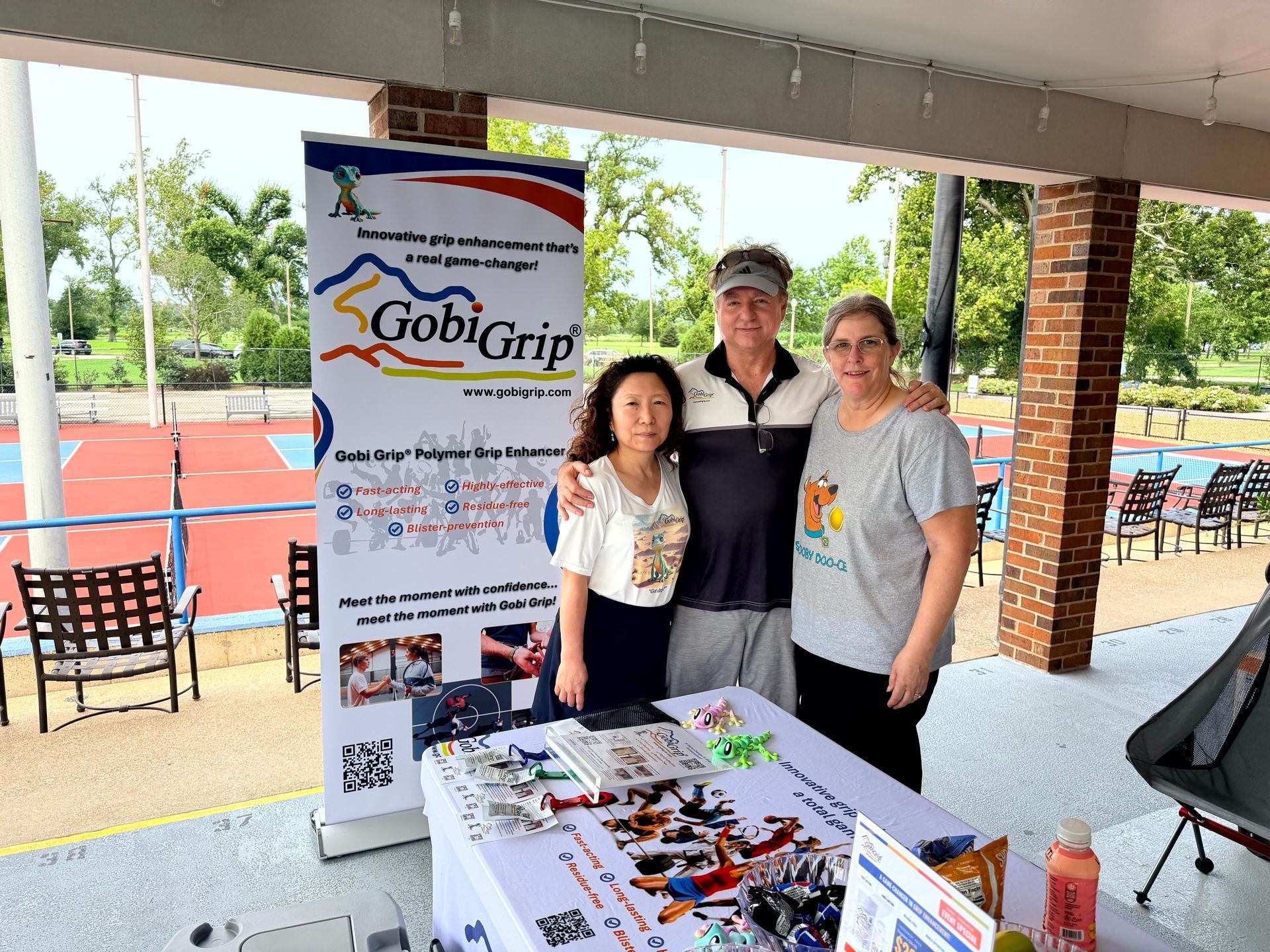 Gobi Grip Founders Mark Miller and Seonyoung Kim with Megan Kovacs, USTA STL Director