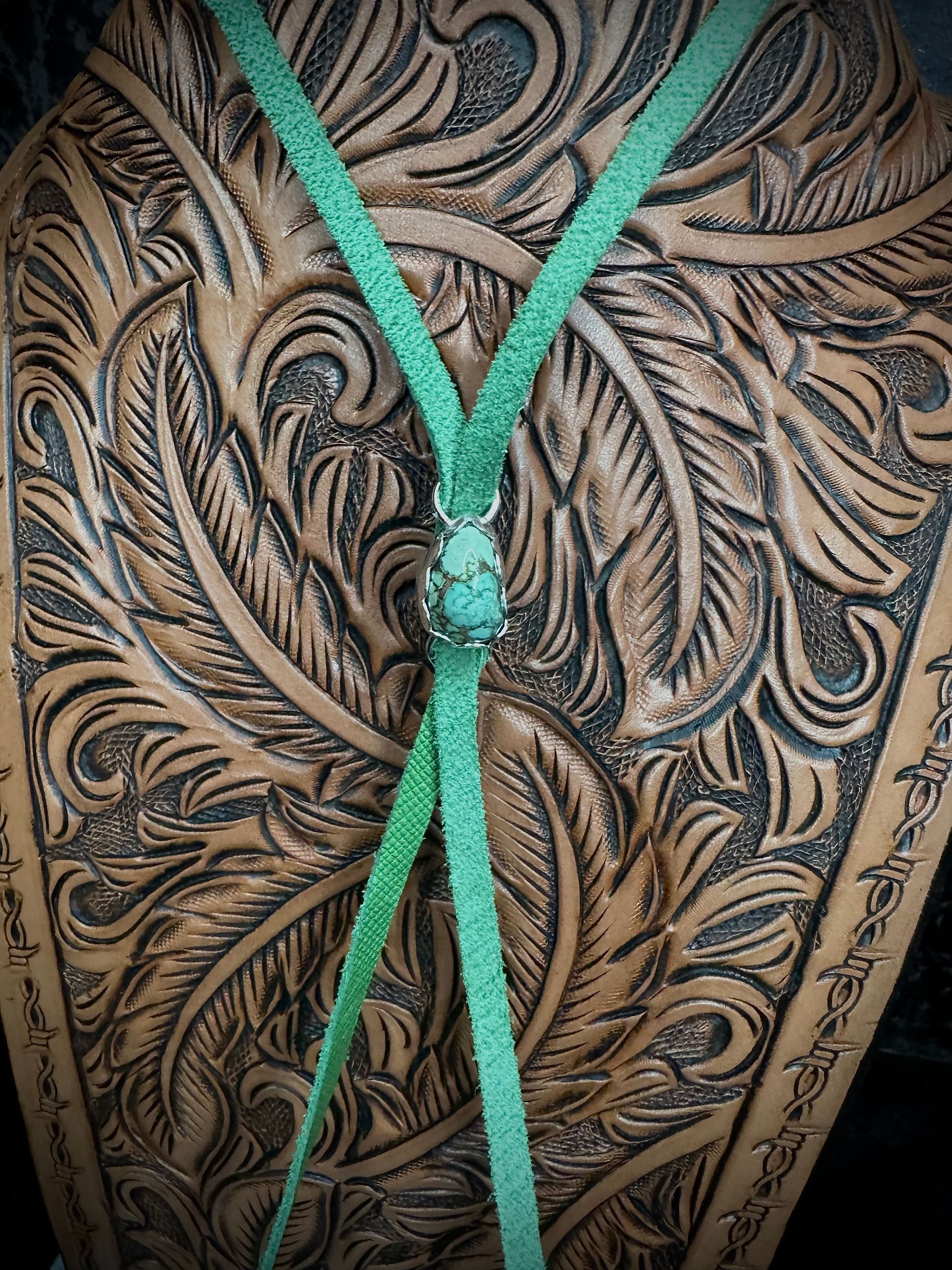 Green Mexican Turquoise Bolo Tie