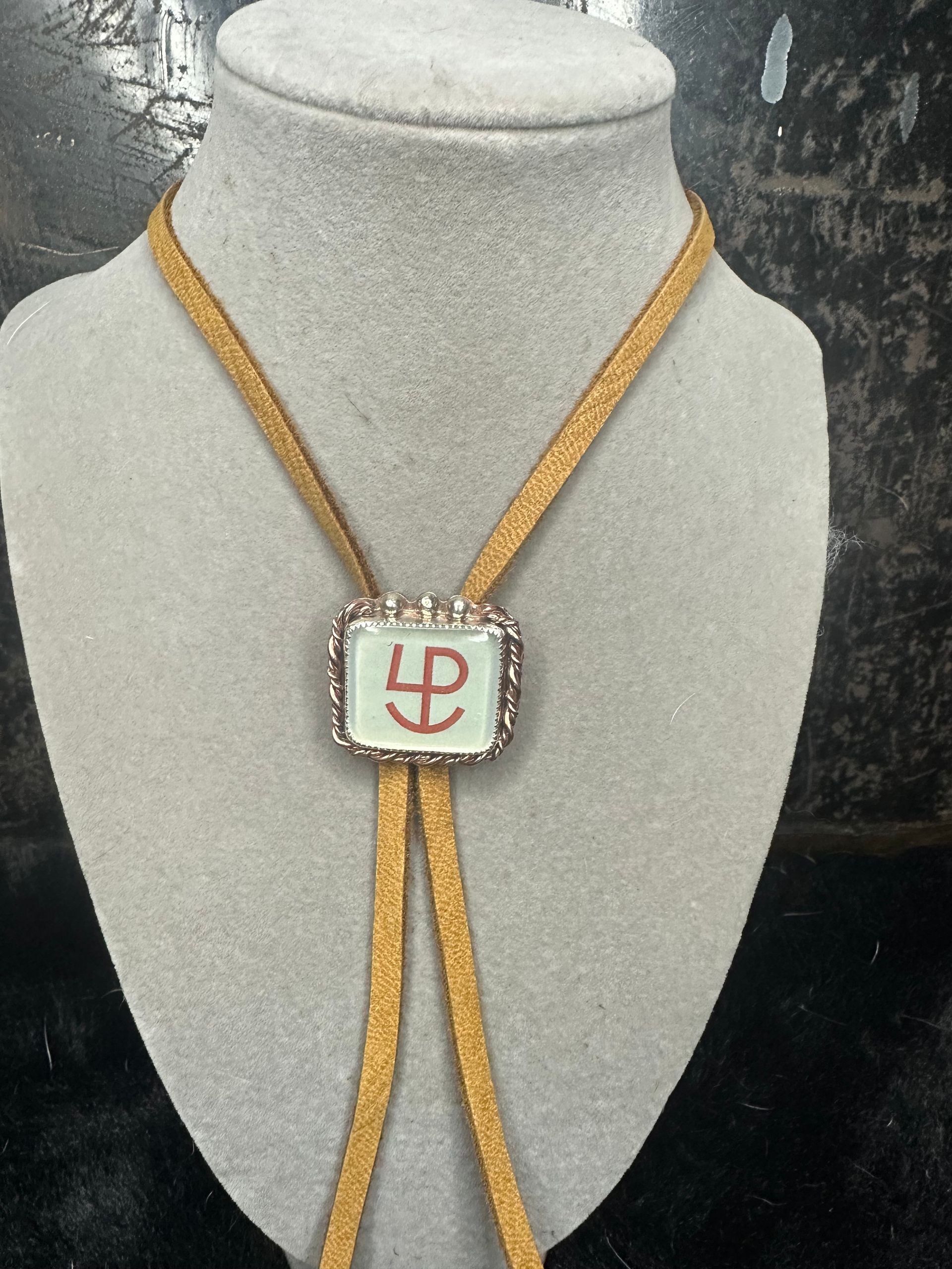 Cattle Brand Bolo with Sterling Silver and Brass Genuine Leather Cord