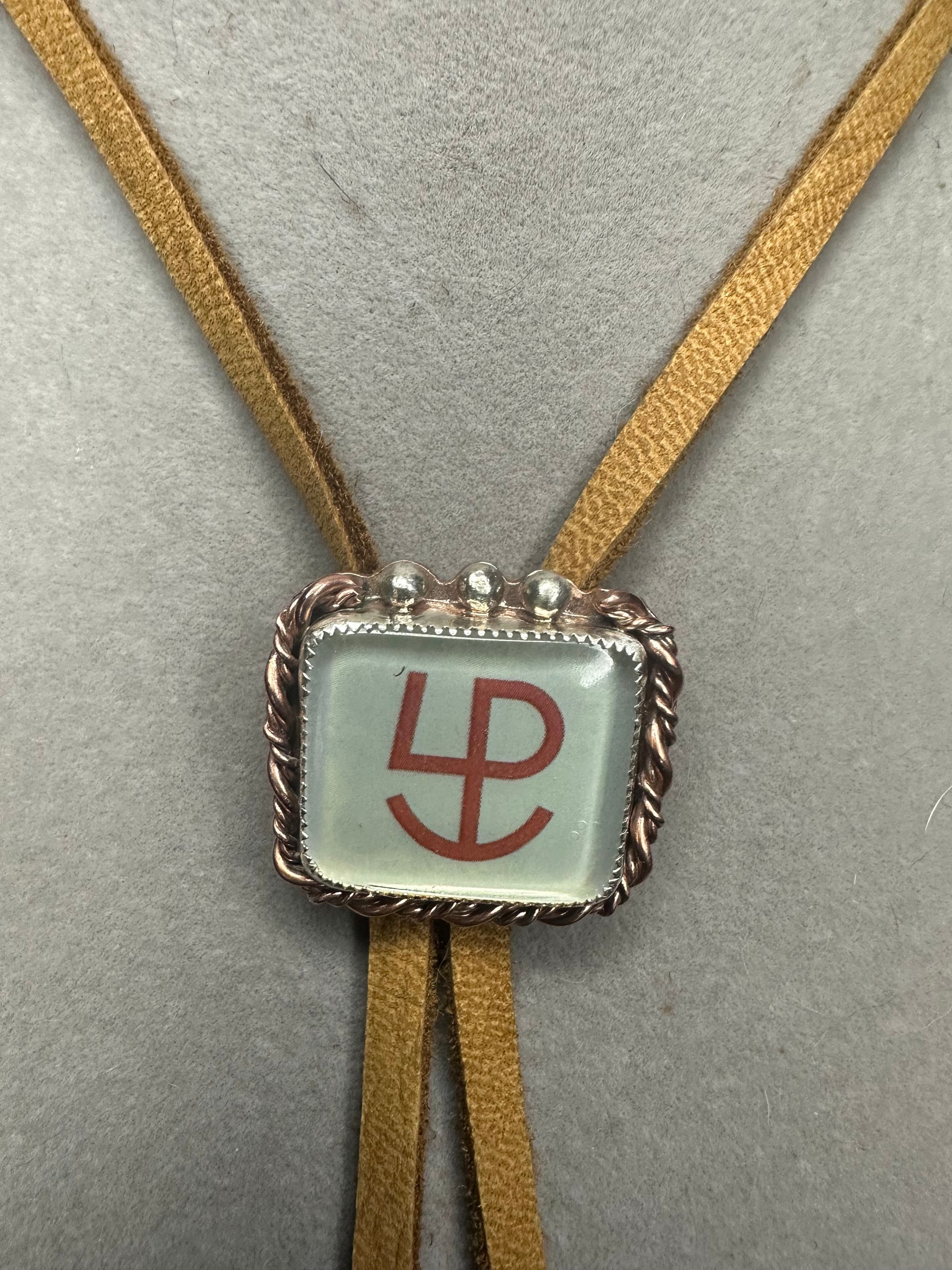 Cattle Brand Bolo with Sterling Silver and Brass Genuine Leather Cord