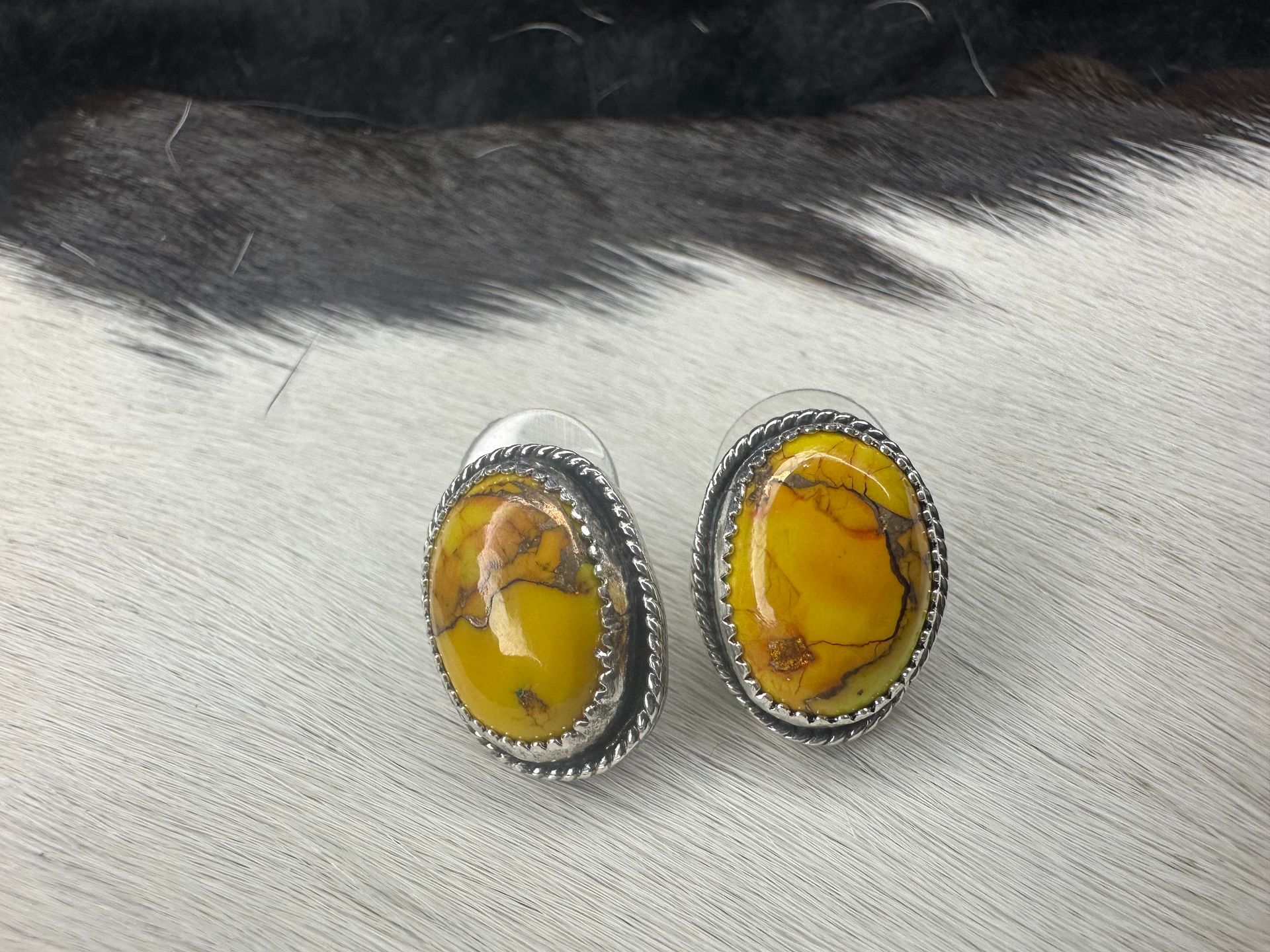 Honey Turquoise Sterling Silver Stud Earrings