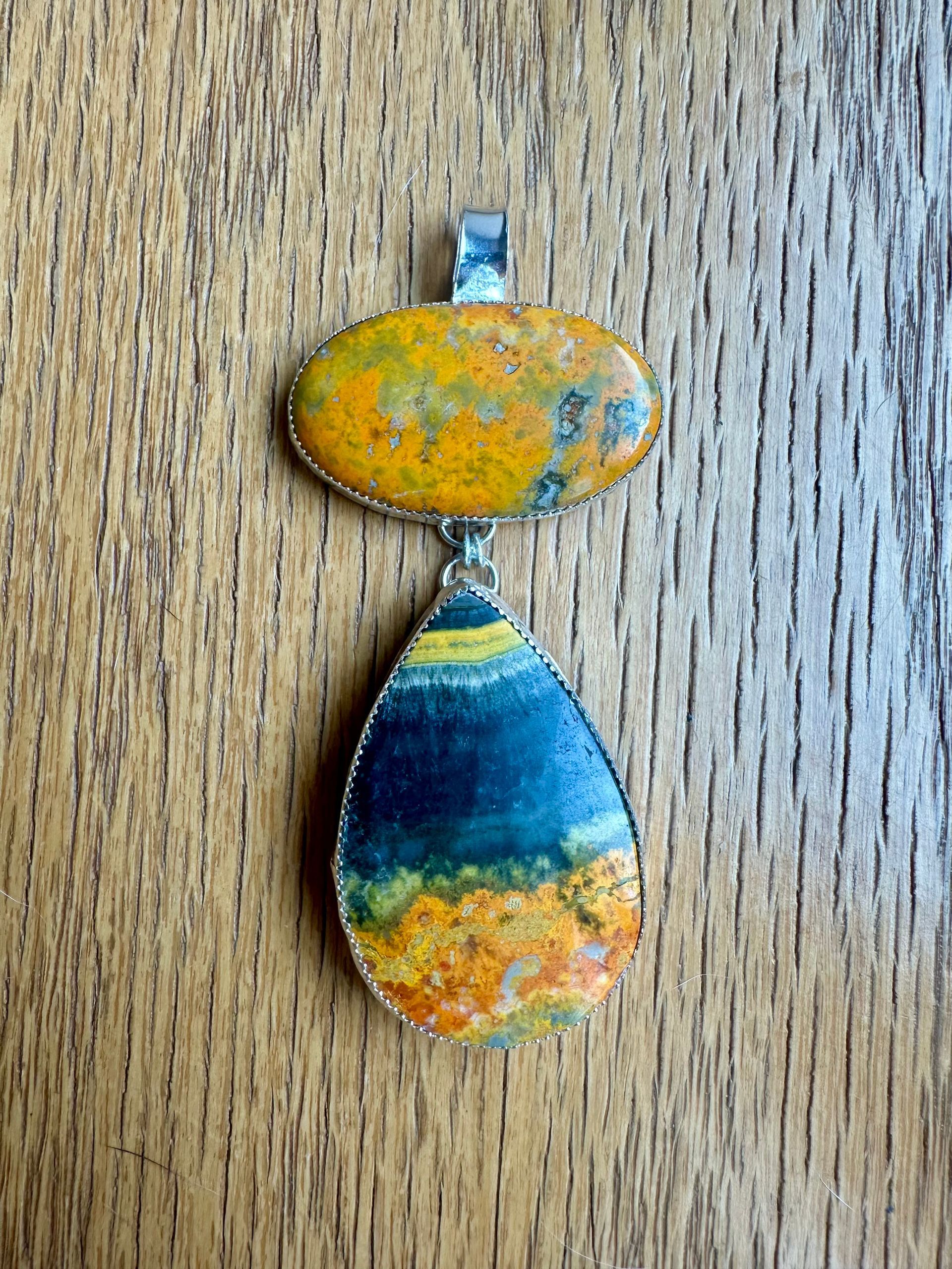 Bumble Bee Jasper Sterling Silver Dangle Pendant