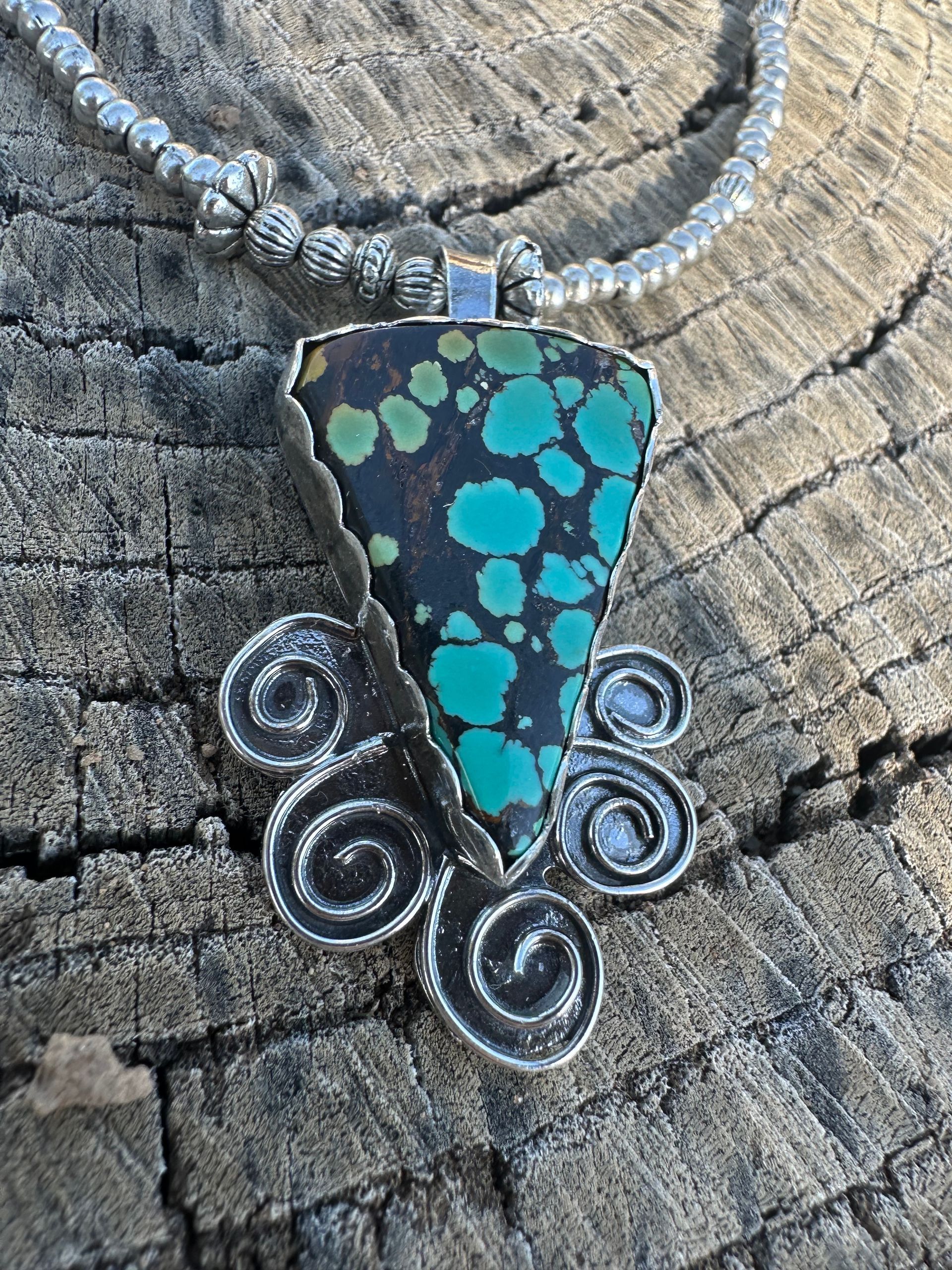Sterling Silver Hubei Turquoise Swirl Pendant