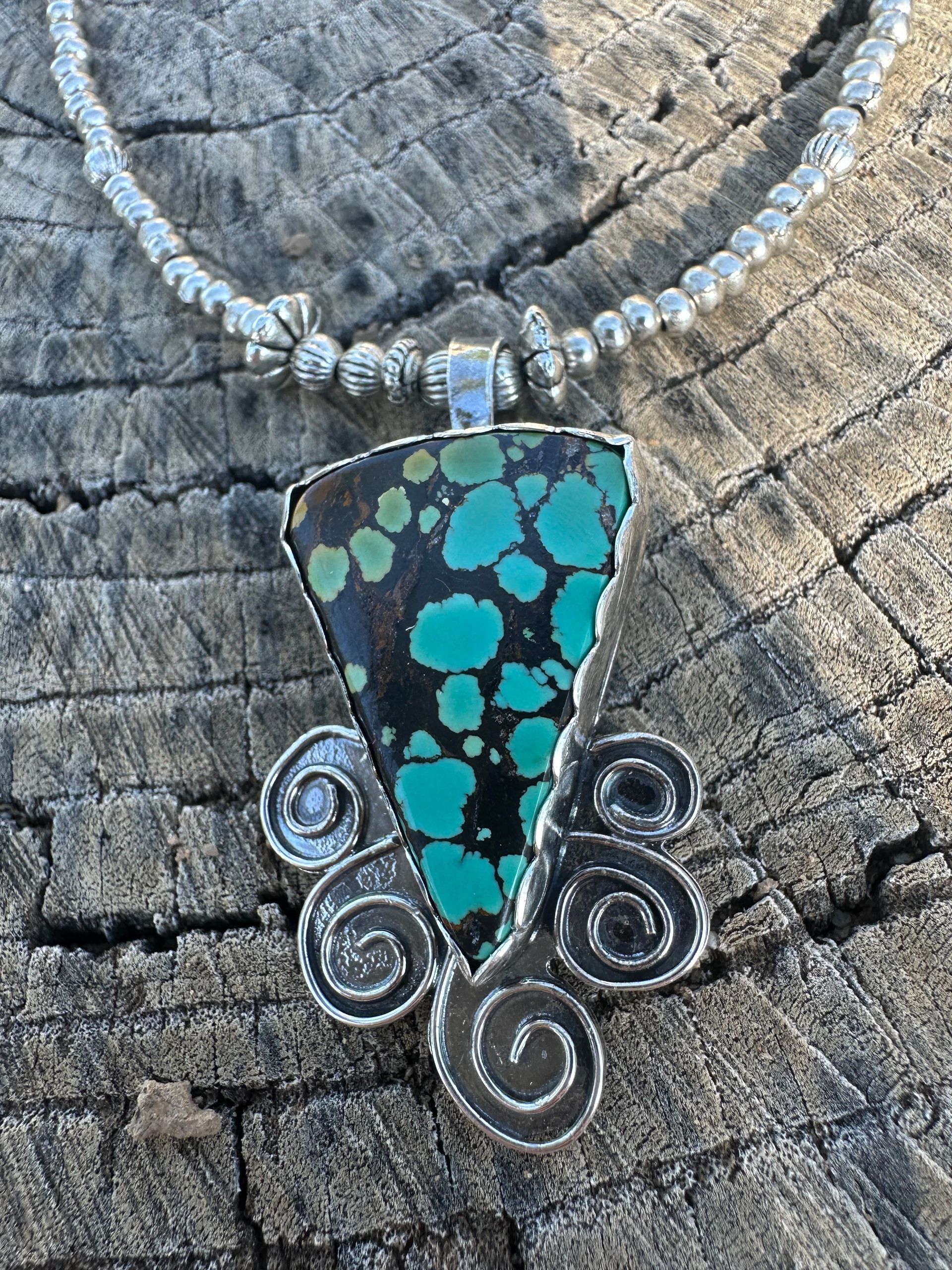 Sterling Silver Hubei Turquoise Swirl Pendant