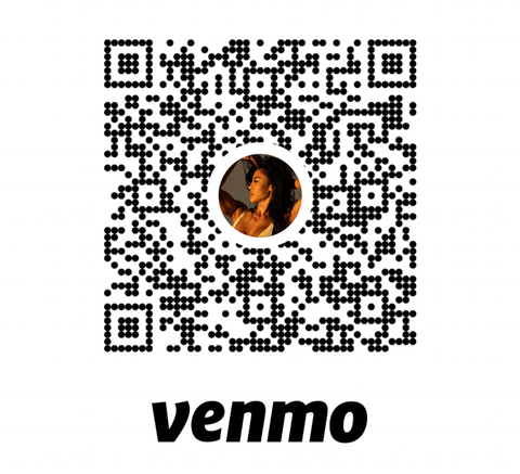 Venmo QR code with a circular profile photo in the center and the Venmo logo below