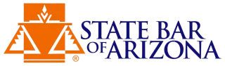 State Bar of Arizona logo with orange scales icon and blue text