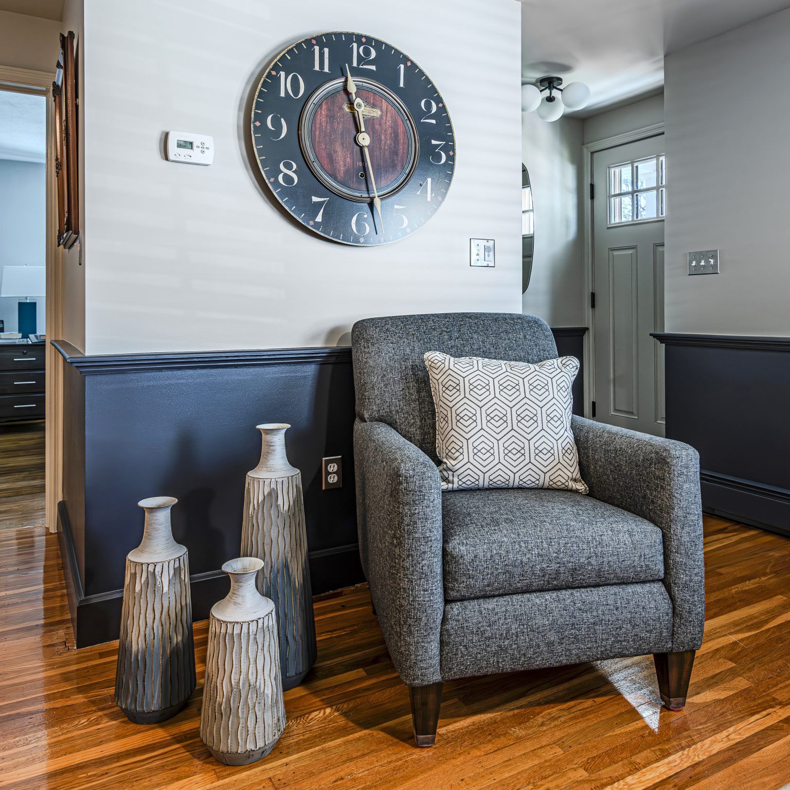 chair and clock