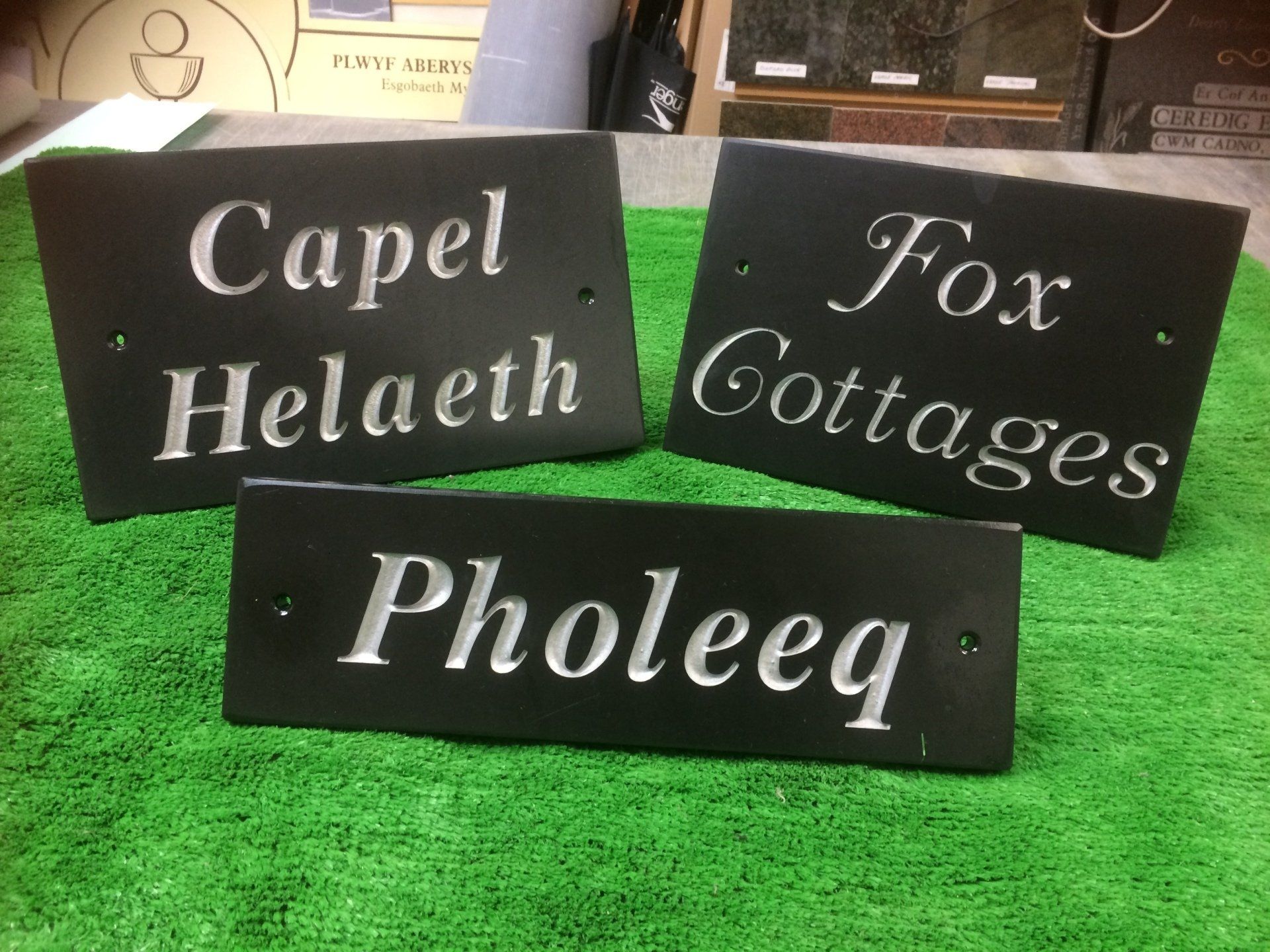 We offer sawing, drilling, cutting, and polishing of Welsh slates and stones