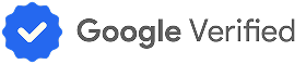 Google Verified logo with blue checkmark badge and gray text