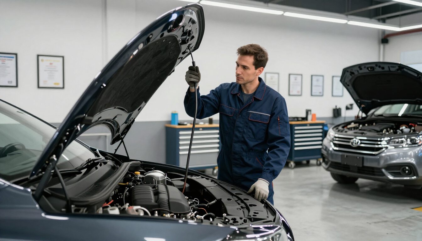 Engine oil being poured into a car engine tank