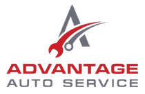 Advantage Auto Service logo with red and gray stylized wrench over an A