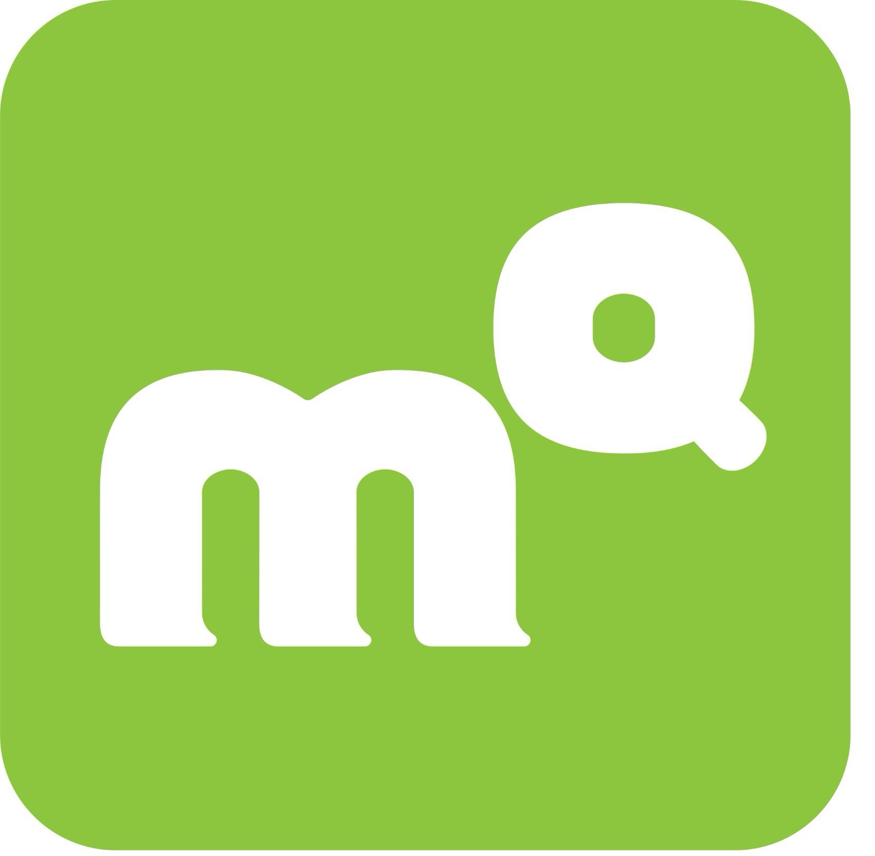 Green square logo with white lowercase “m” and “q” letters