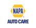 NAPA Auto Care logo with blue text inside a yellow hexagon emblem