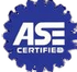 ASE Certified logo in blue and white gear shape