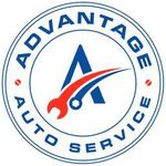 Advantage Auto Service logo with blue circle, red wrench, and stylized A in the center