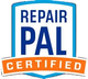 Repair Pal Certified logo in blue and orange with a shield-like badge.