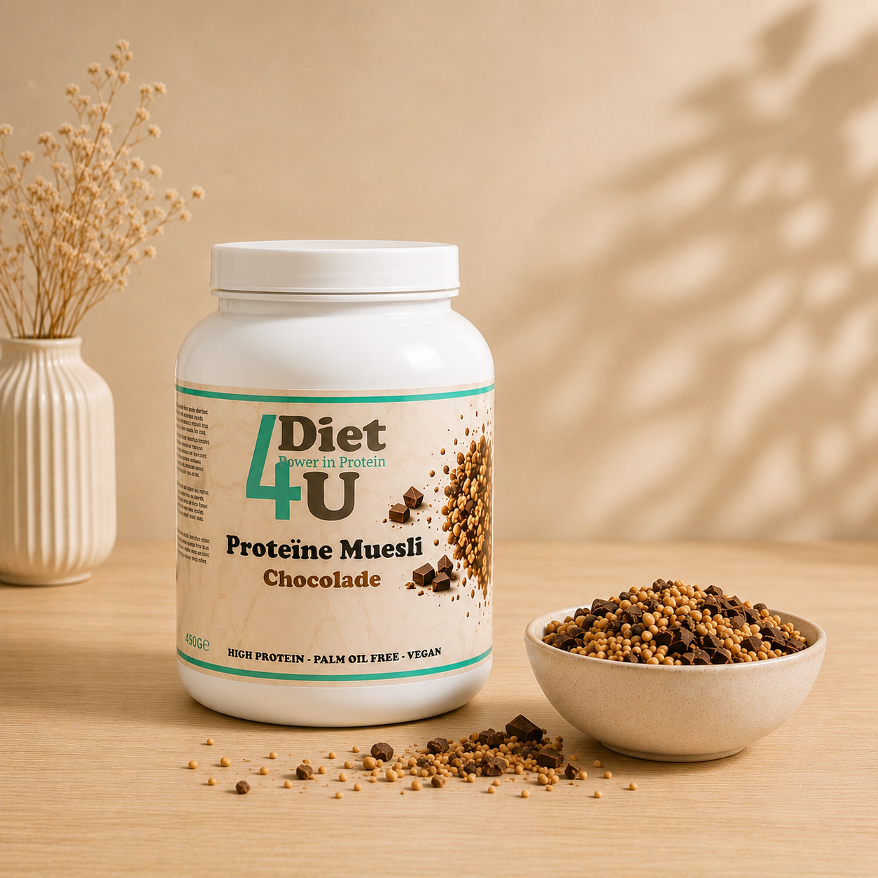 Diet 4U - Proteïne Muesli Chocolade (pot 15 porties, €1,66/portie)