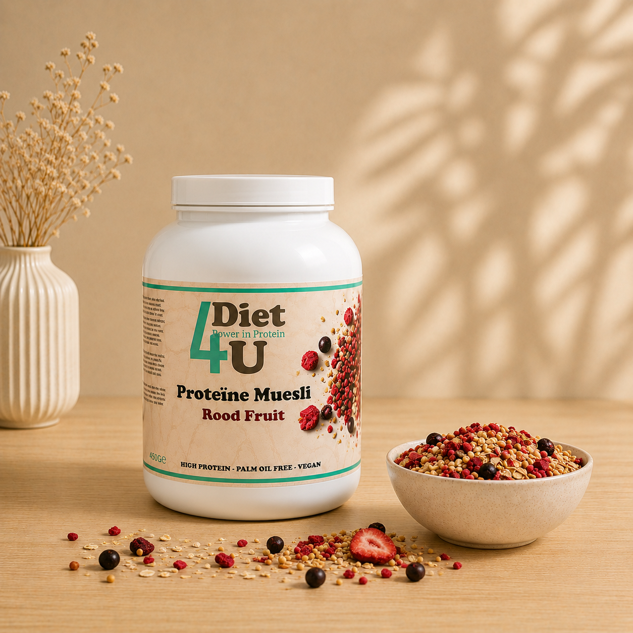 Diet 4U - Proteïne Muesli Bosvruchten (pot 15 porties, €1,66/portie)