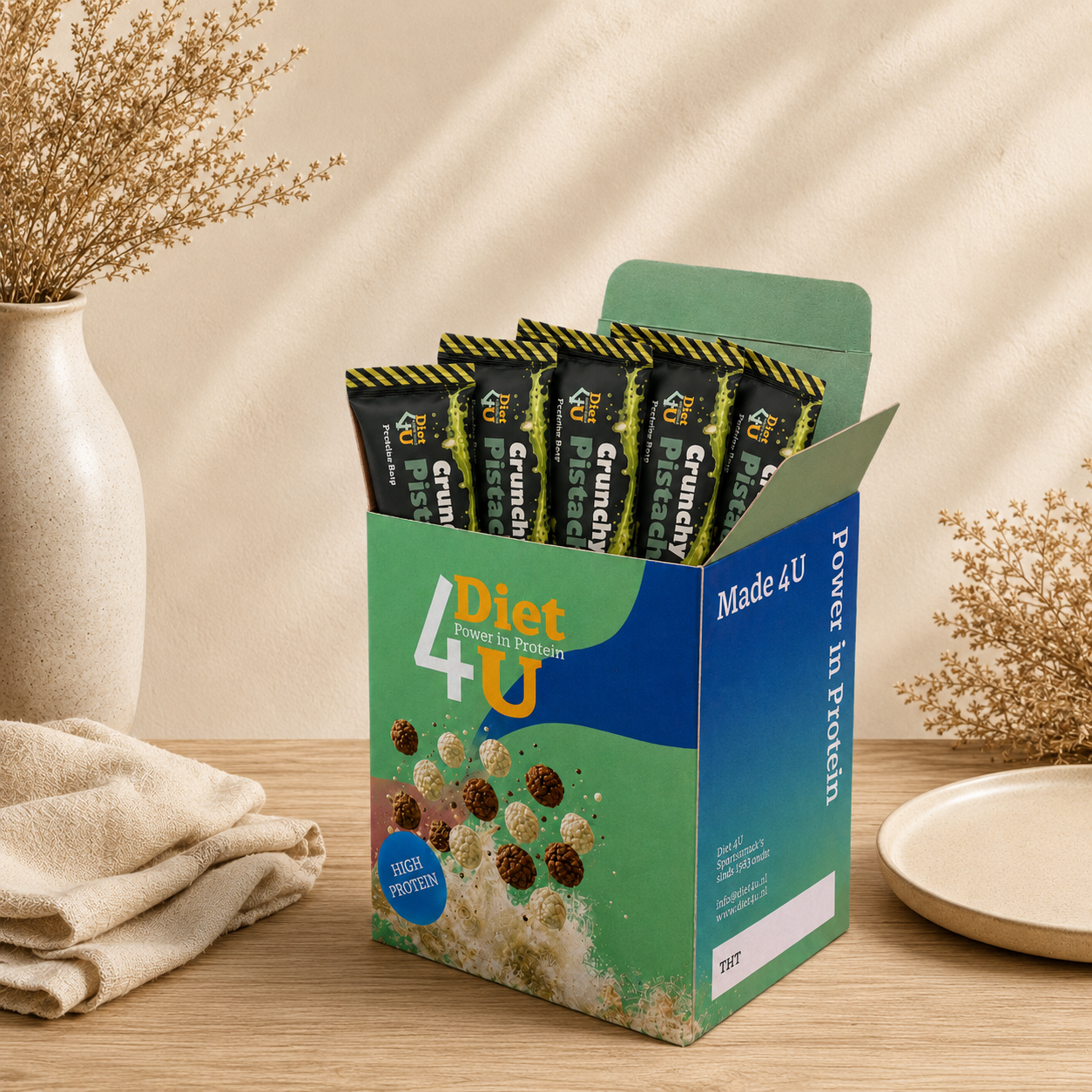 Diet 4U - Proteïne Reep - Pistache (7 stuks, €2,29/stuk)