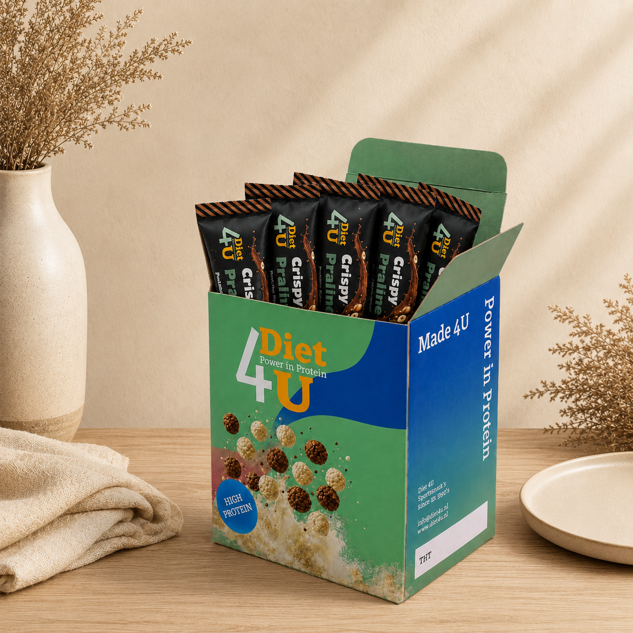 Diet 4U - Proteïne Reep - Praline (7 stuks, €2,29/stuk)