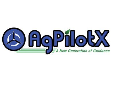 Logo for AgPilotX, blue and green design. Text 