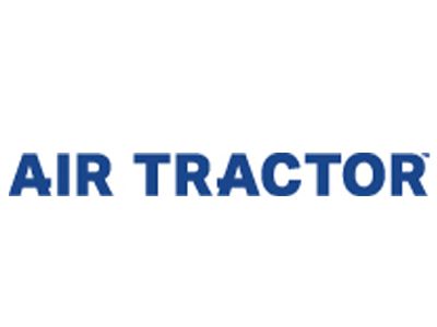 Air Tractor logo in dark blue font on a white background.
