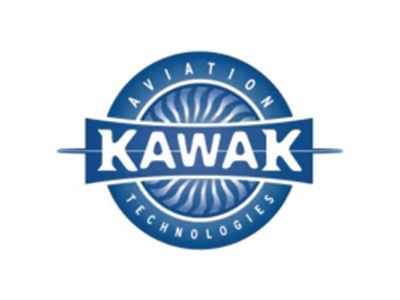 Logo for Kawak Aviation Technologies: blue circular emblem with the company name in white, surrounded by 