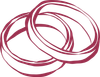 Two intertwined maroon rings, symbolizing connection.