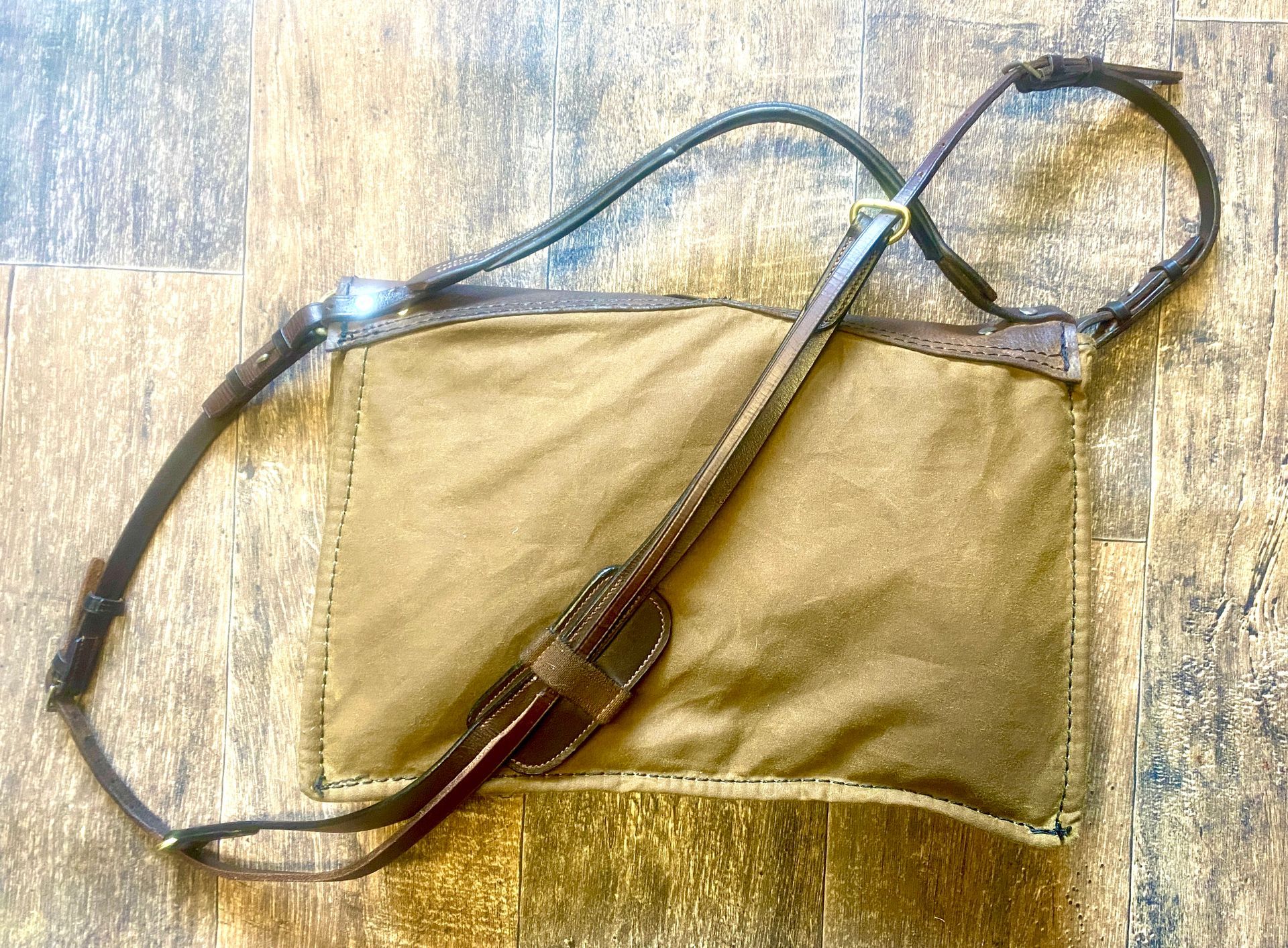 Saddle top satchel bag, Wax cotton body. adjustable to crossbody bag to shoulder
