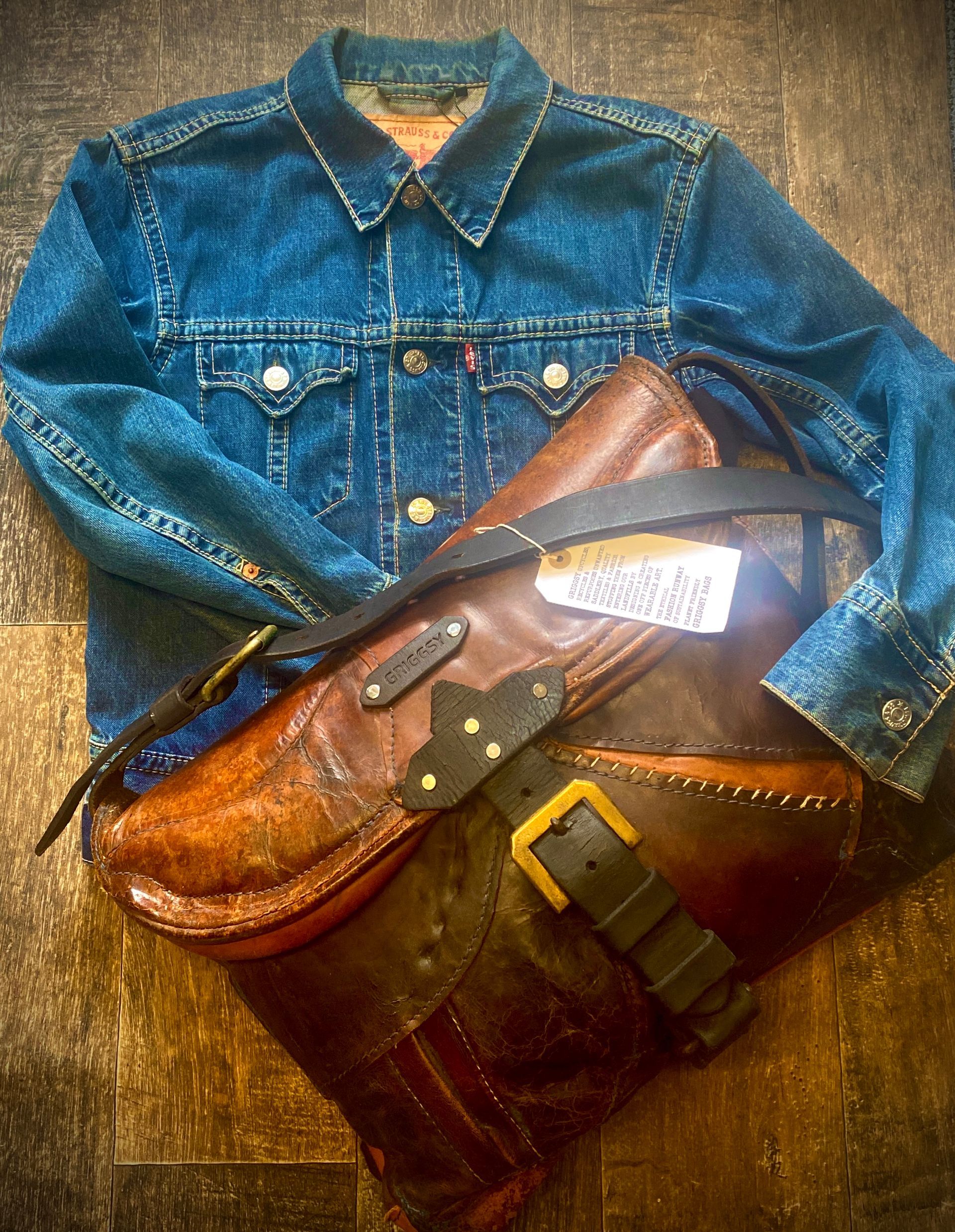 Saddle bag, large Griggsy bag stitched together saddle pieces . for big strong fella !