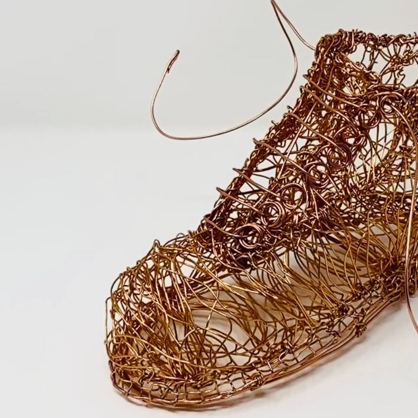 Wire sculpture Doc Marten boot copper wire