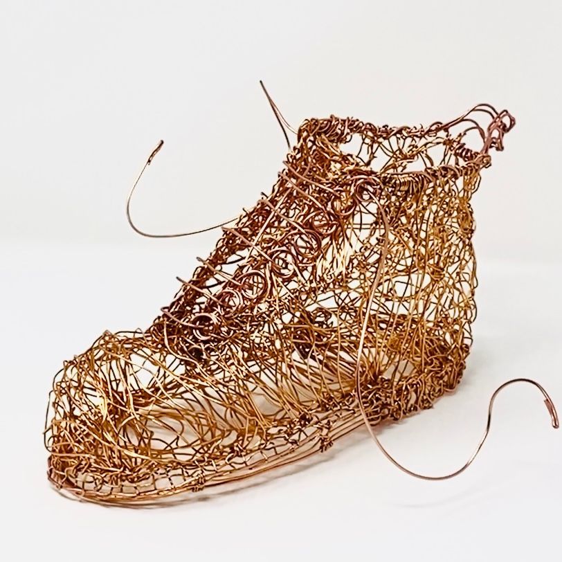 Wire sculpture Doc Marten boot copper wire