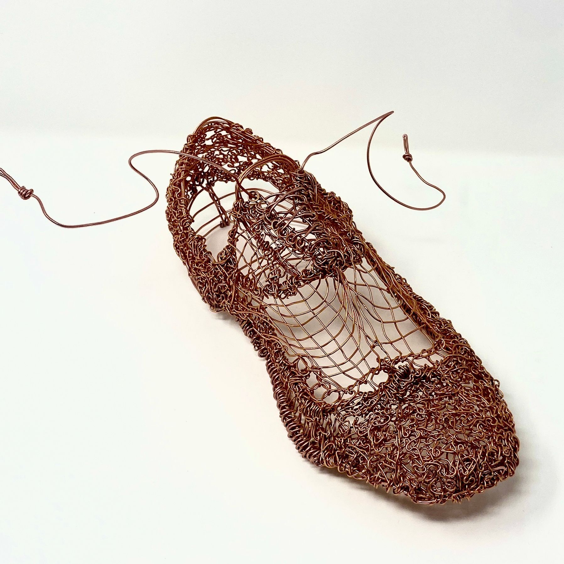 wire sculpture .Gentlemans Brogue shoe. copper
