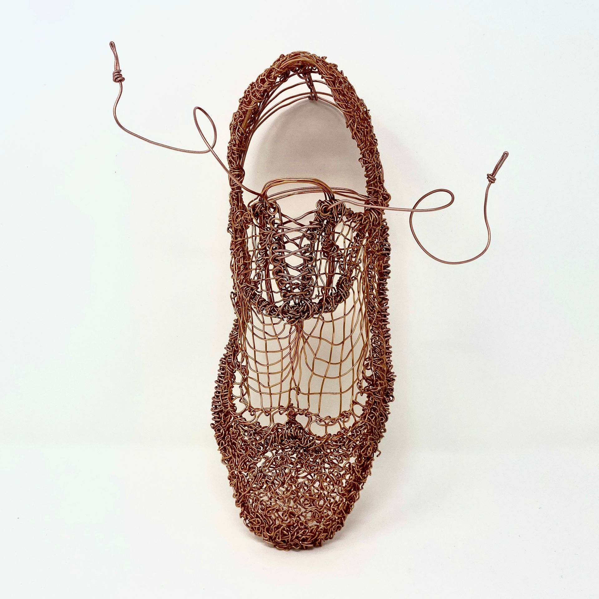 wire sculpture .Gentlemans Brogue shoe. copper